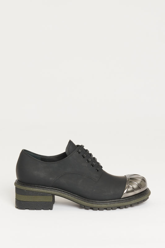 Black and Silver Preowned Oxford Lace Ups