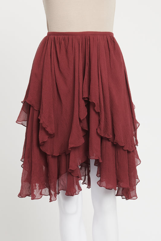 Plum Silk Tiered Preowned Skirt