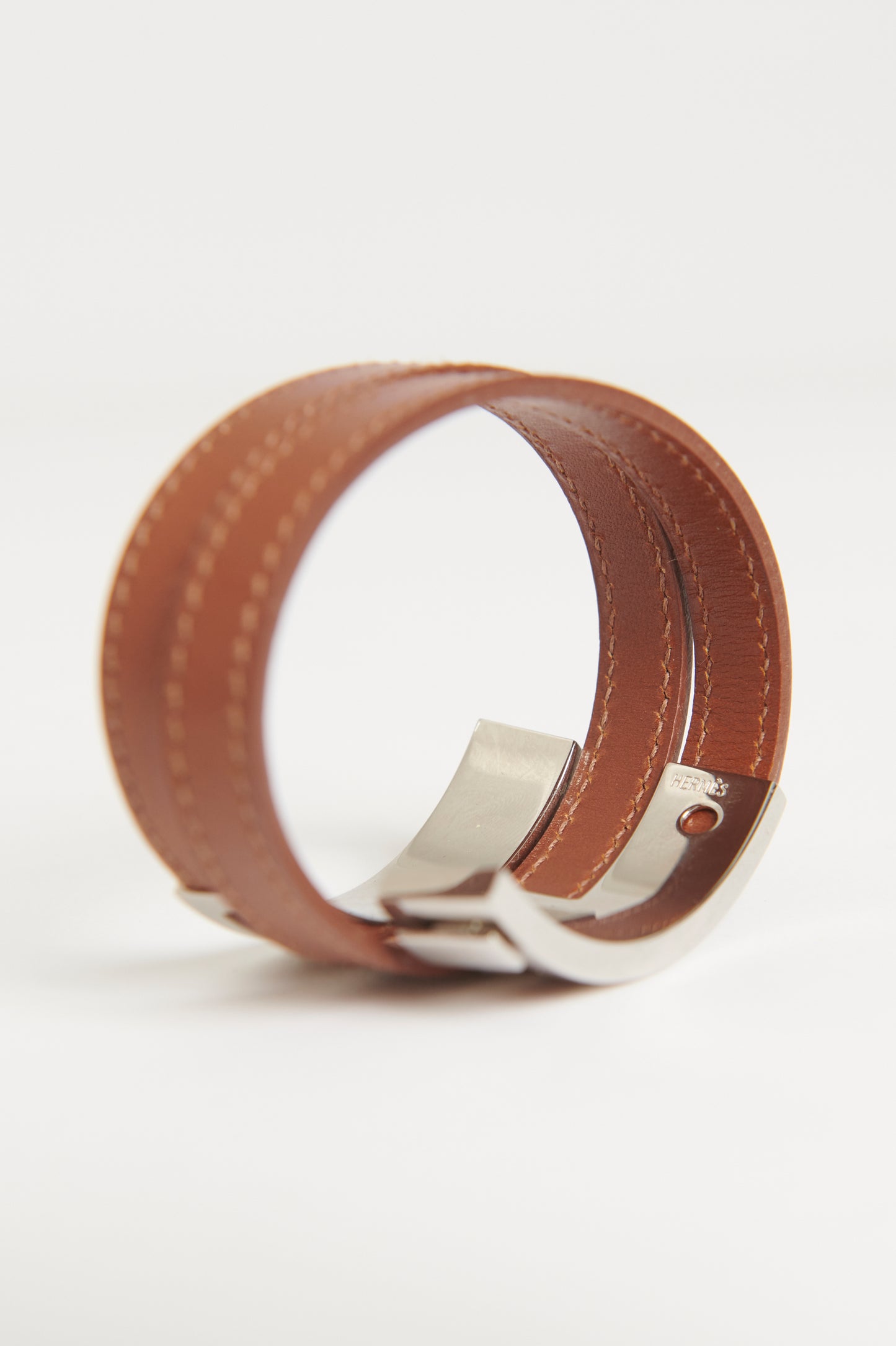 2003 Brown Leather Preowned 'Pusse Pusse' Bracelet