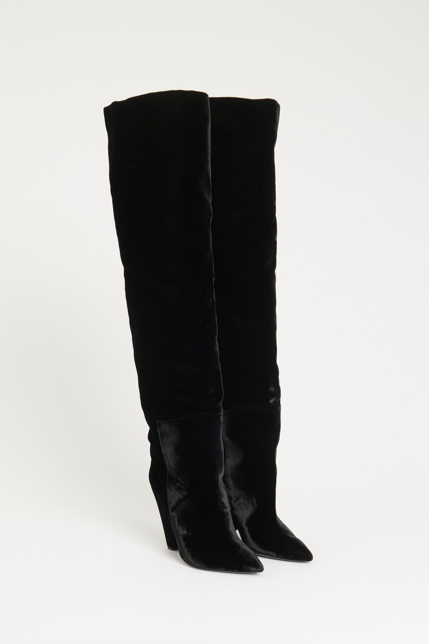 Black Velvet Niki Thigh High Preowned Boots