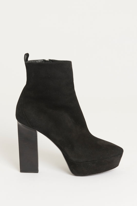 Black Suede Candy Platform Preowned Ankle Boots