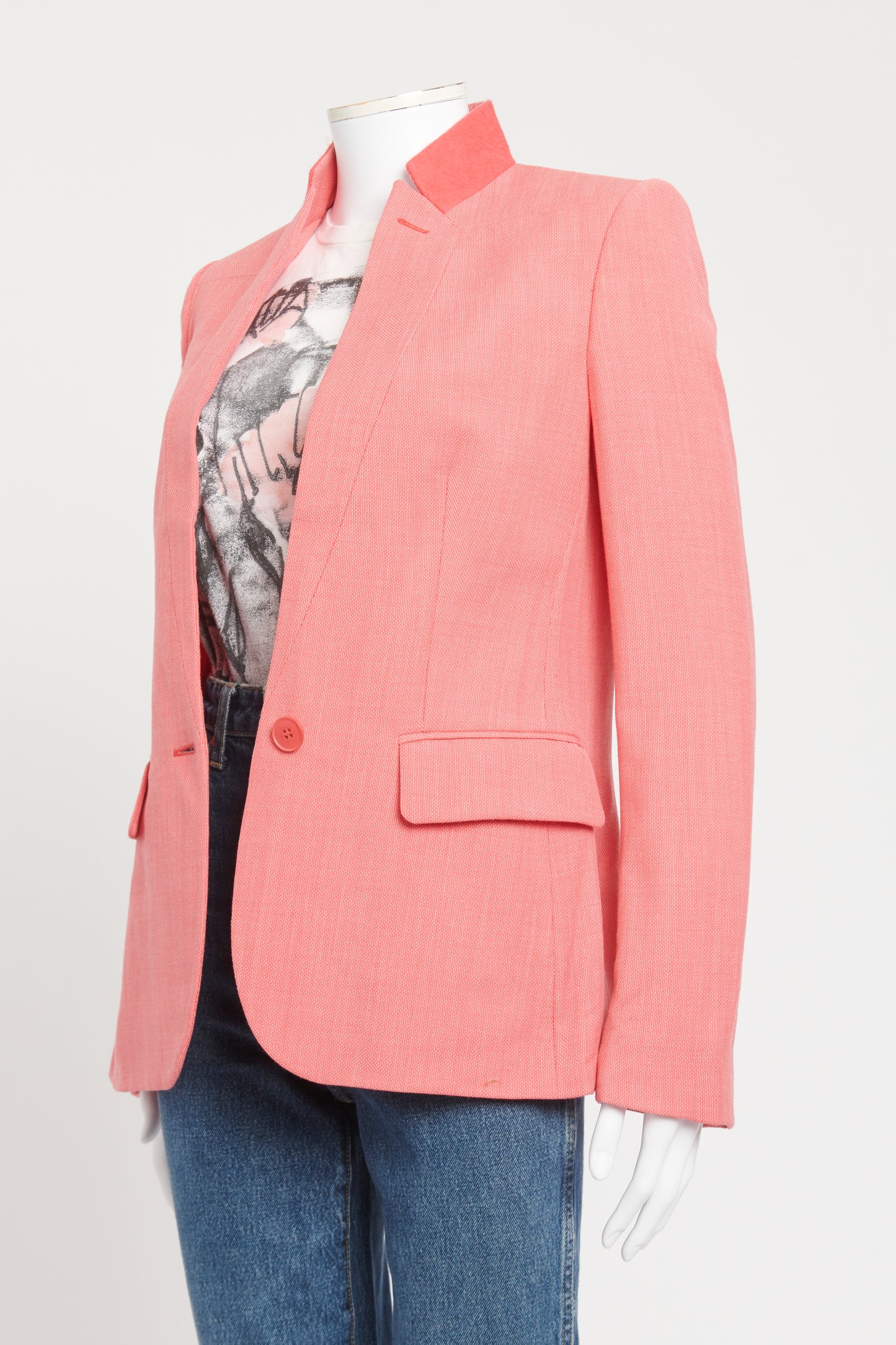 Pink Wool Single Button Preowned Blazer