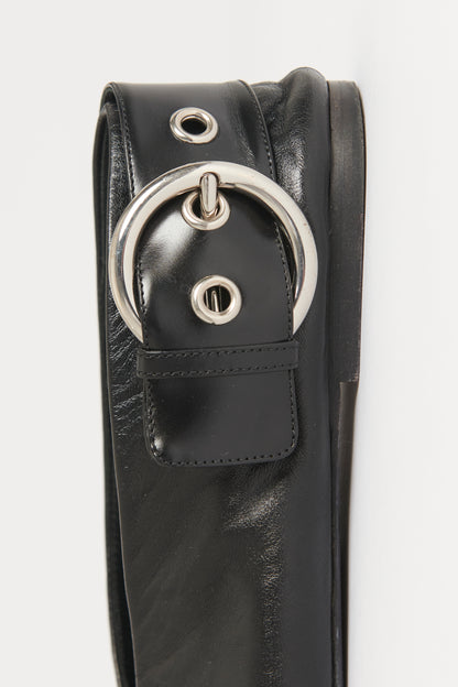 Black Preowned Buckle Flats