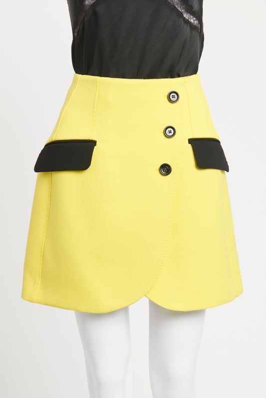Yellow Wool Blend Mini Preowned Skirt