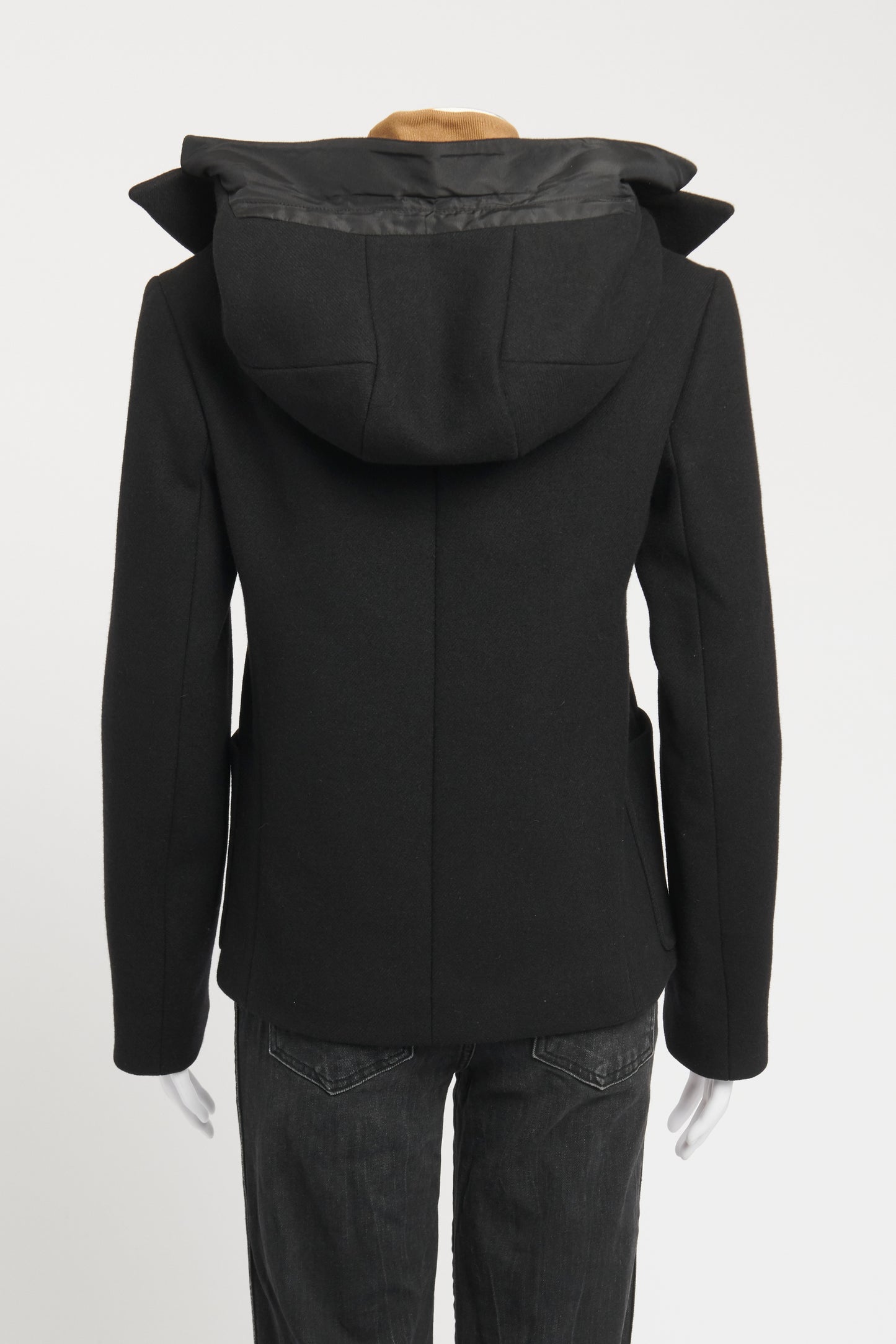 Black Hooded Faux Fur Preowned Hooded Coat