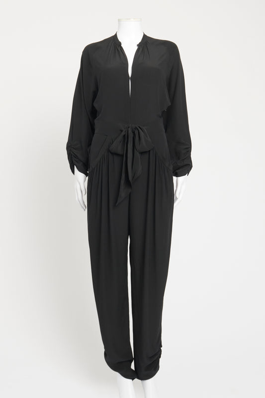 Black Silk Preowned Belted Jumpsuit