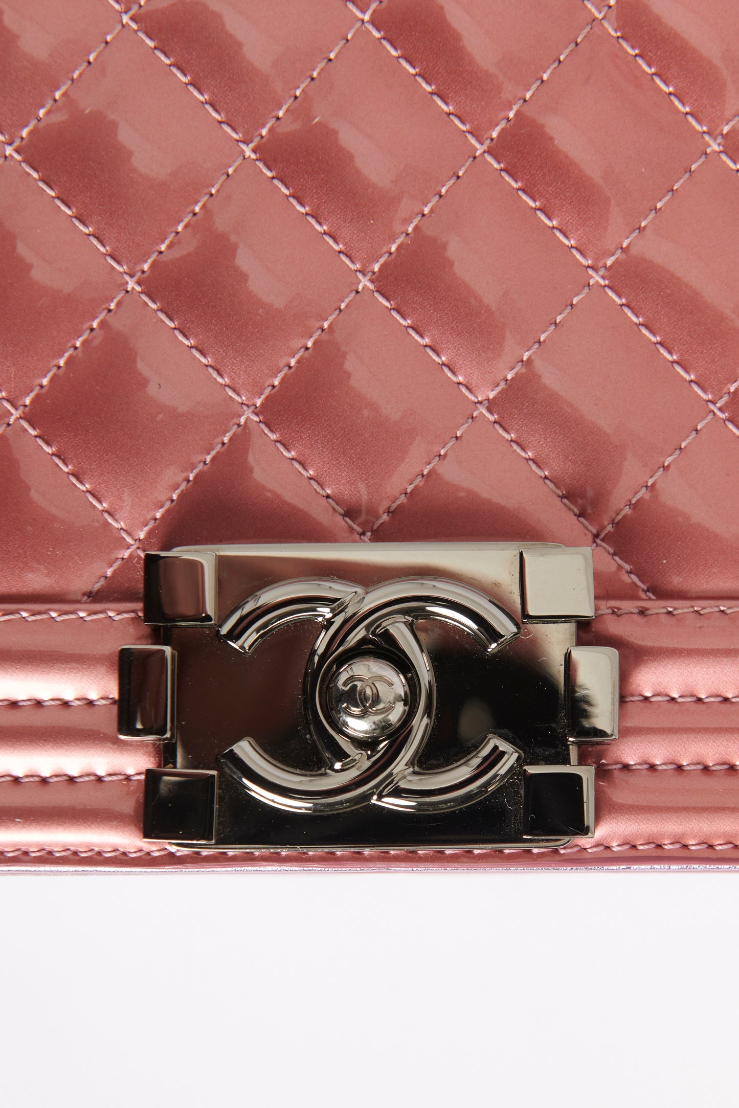 2014 Metallic Two-Tone Pink Leather Medium Boy Bag