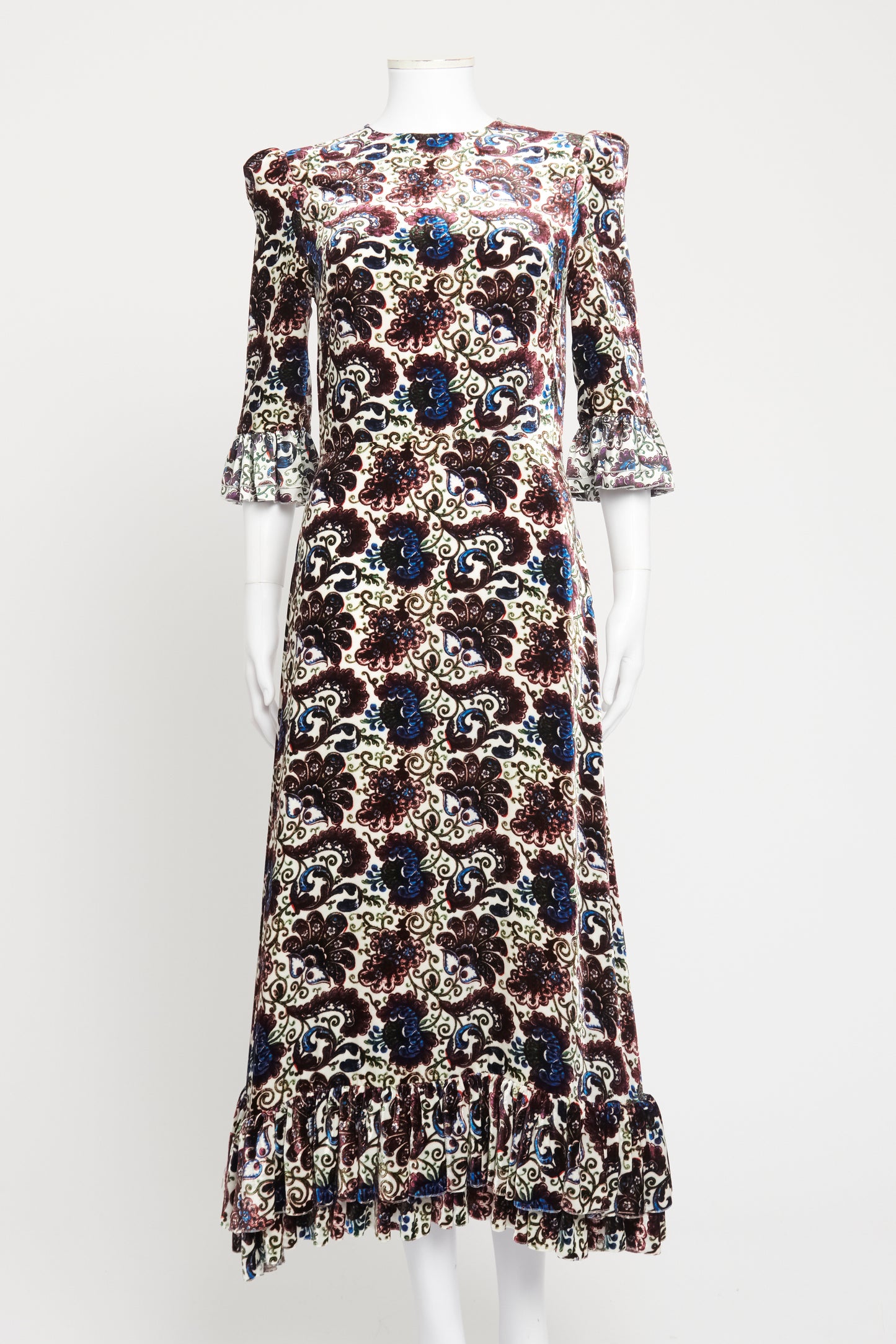 White Velvet Preowned Falconetti Lewes Trailing Vine Midi Dress