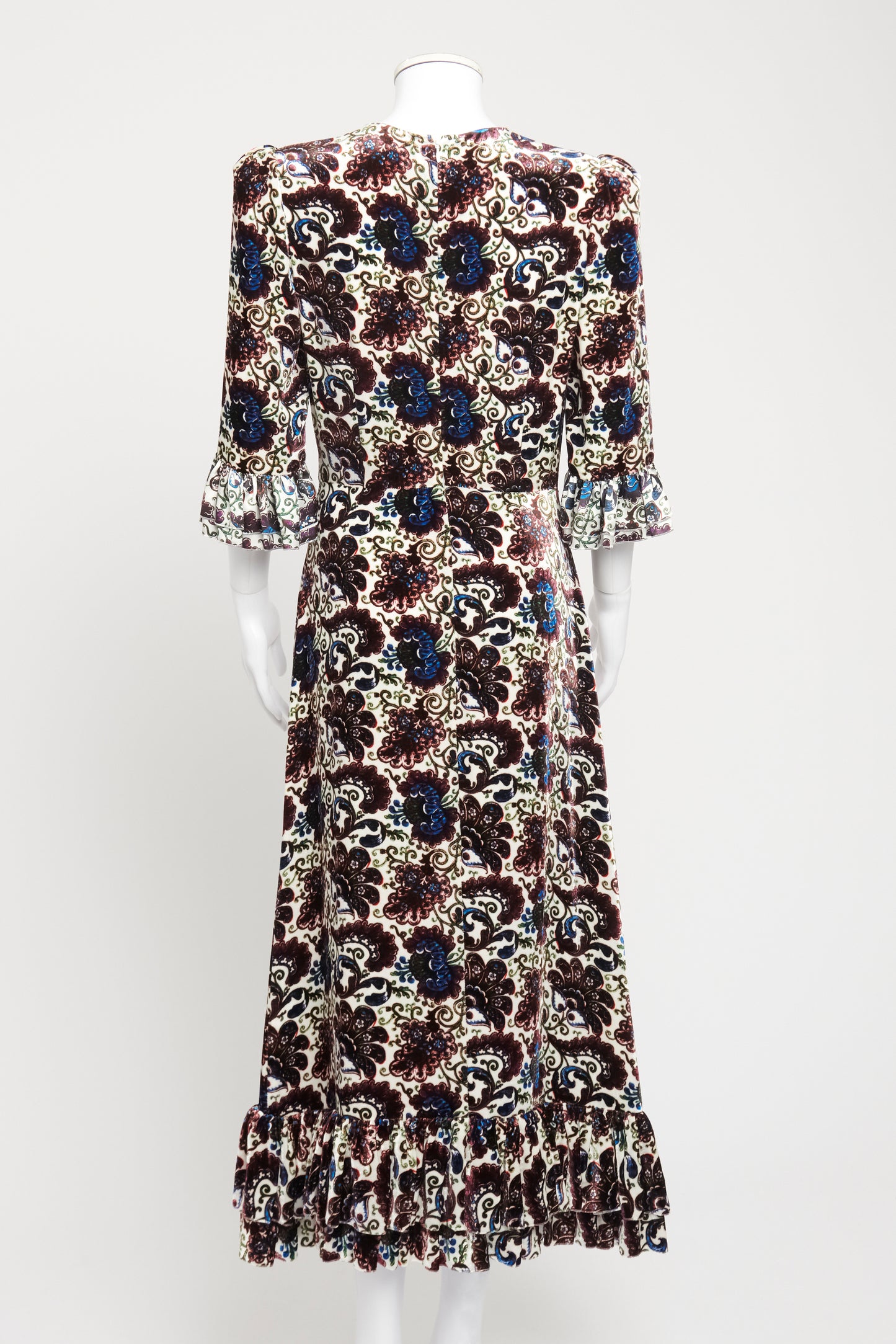 White Velvet Preowned Falconetti Lewes Trailing Vine Midi Dress