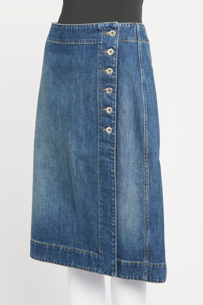 Blue Denim Preowned Knee Length Skirt