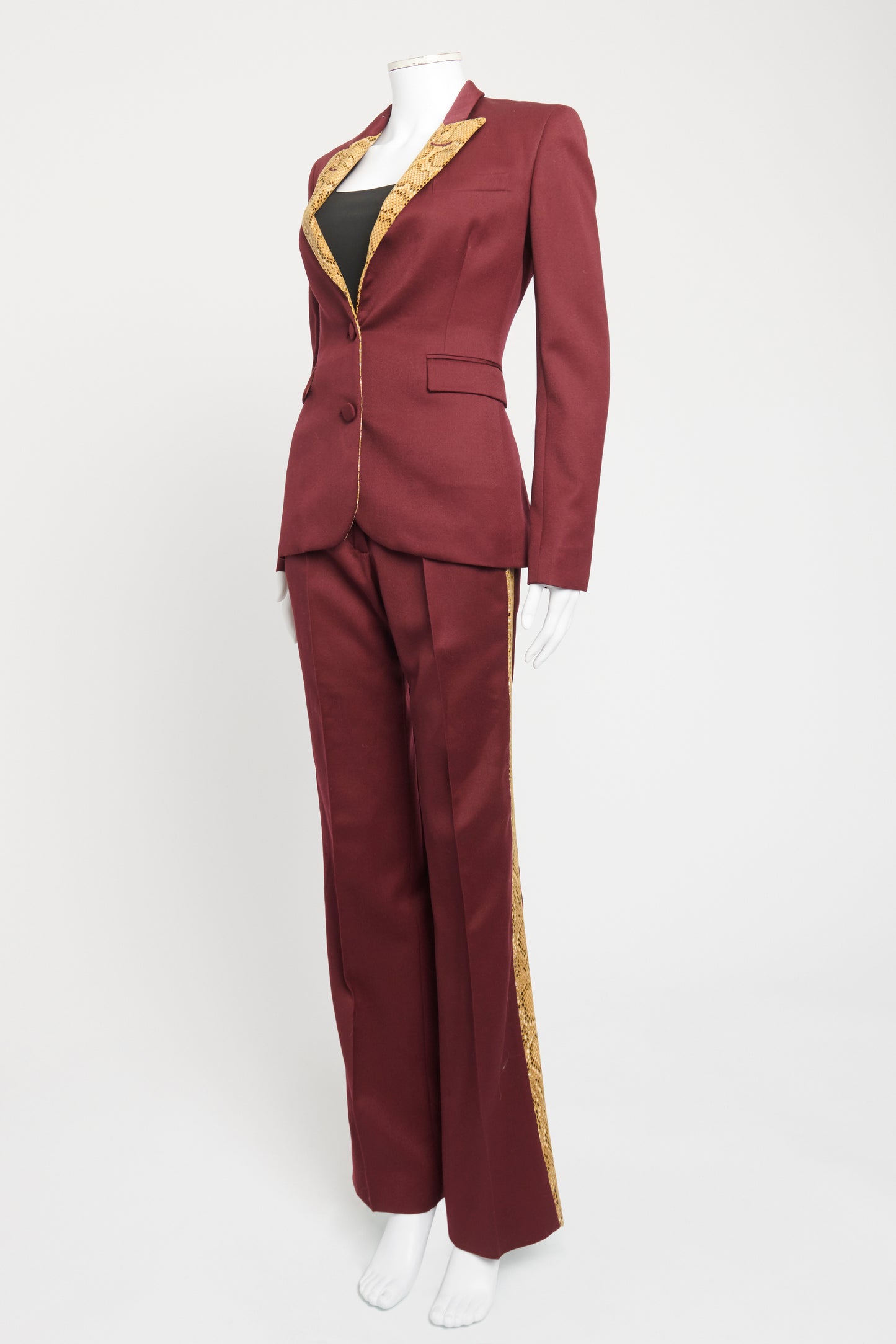 Burgundy Snakeskin Wool Preowned Suit Set