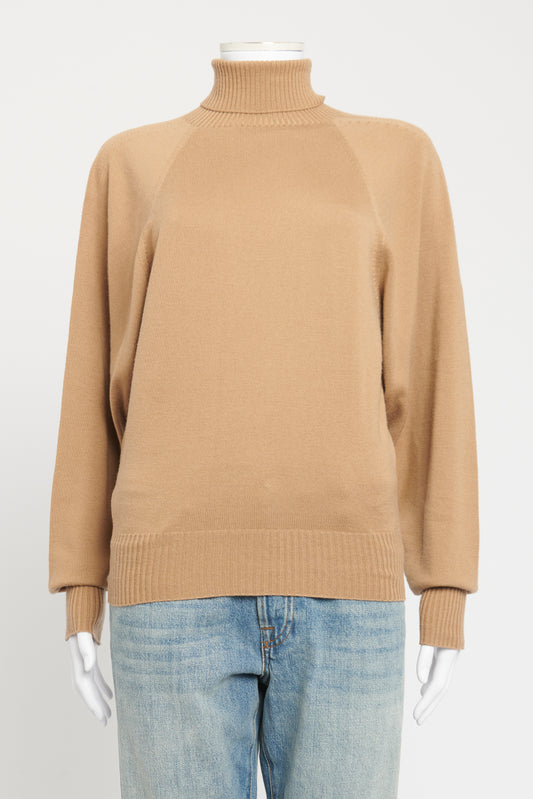 Camel Wool Preowned Roll Neck Jumper