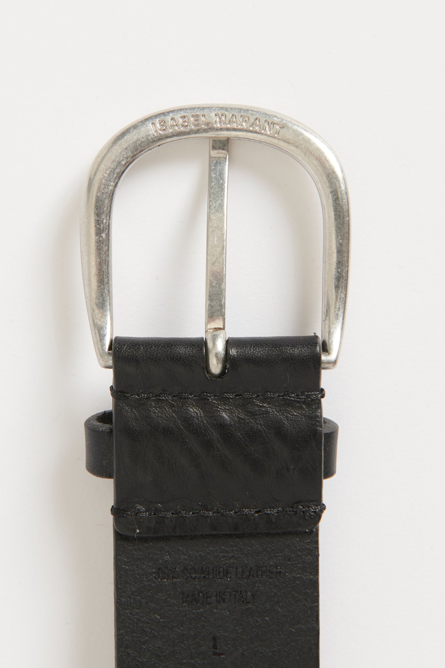 Black Leather Preowned Studded Belt
