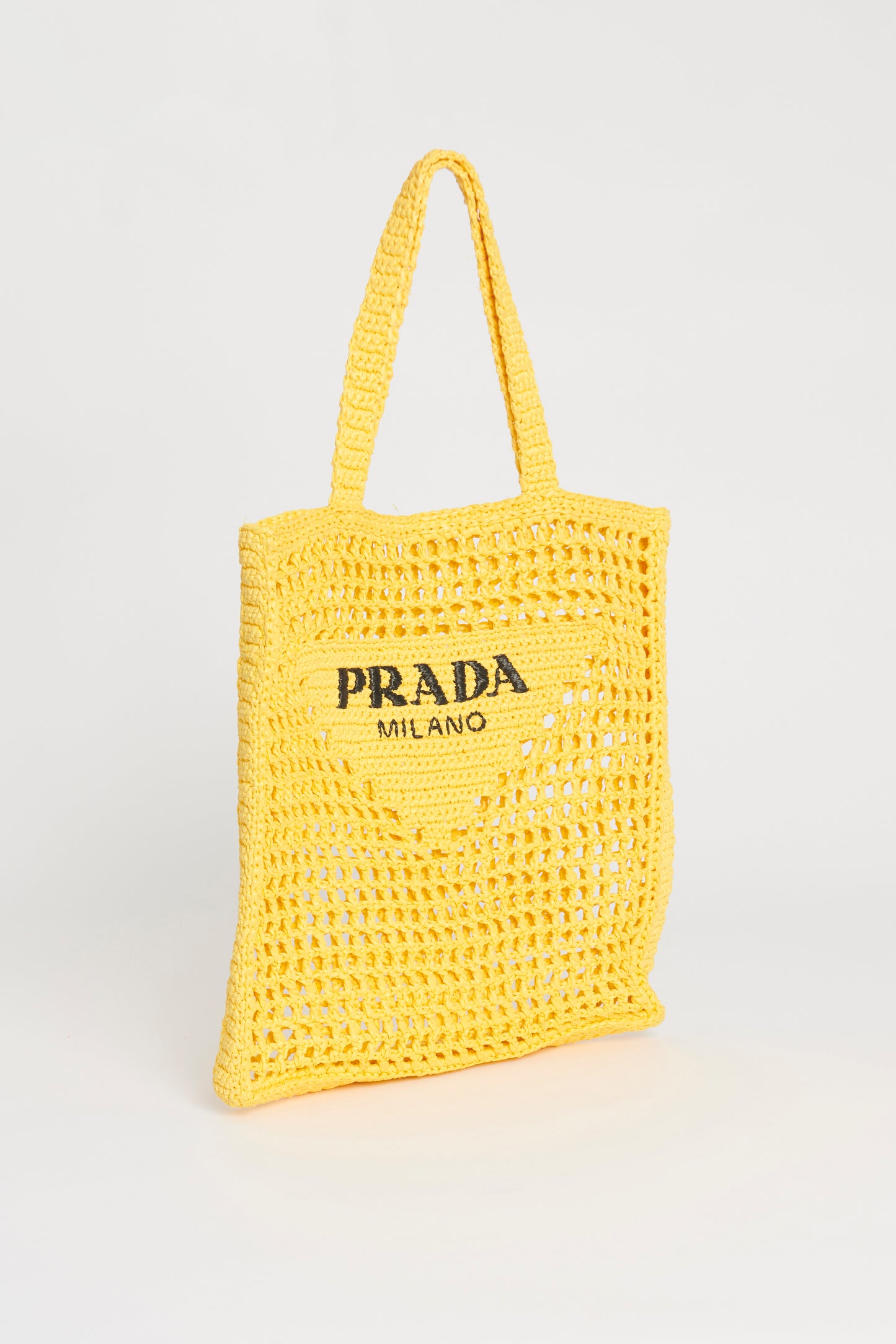 Yellow Logo Preowned Crochet Tote Bag