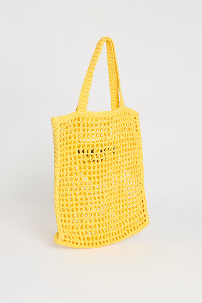 Yellow Logo Preowned Crochet Tote Bag