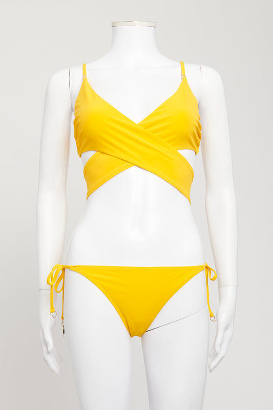 Marigold Yellow Nylon Preowned Tie Bikini