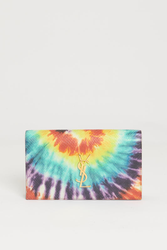 2016 Tie-Dye Embossed Leather Preowned Clutch Bag