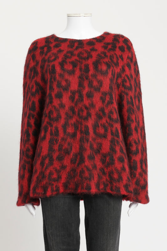 Red Mohair Blend Preowned Leopard Jumper