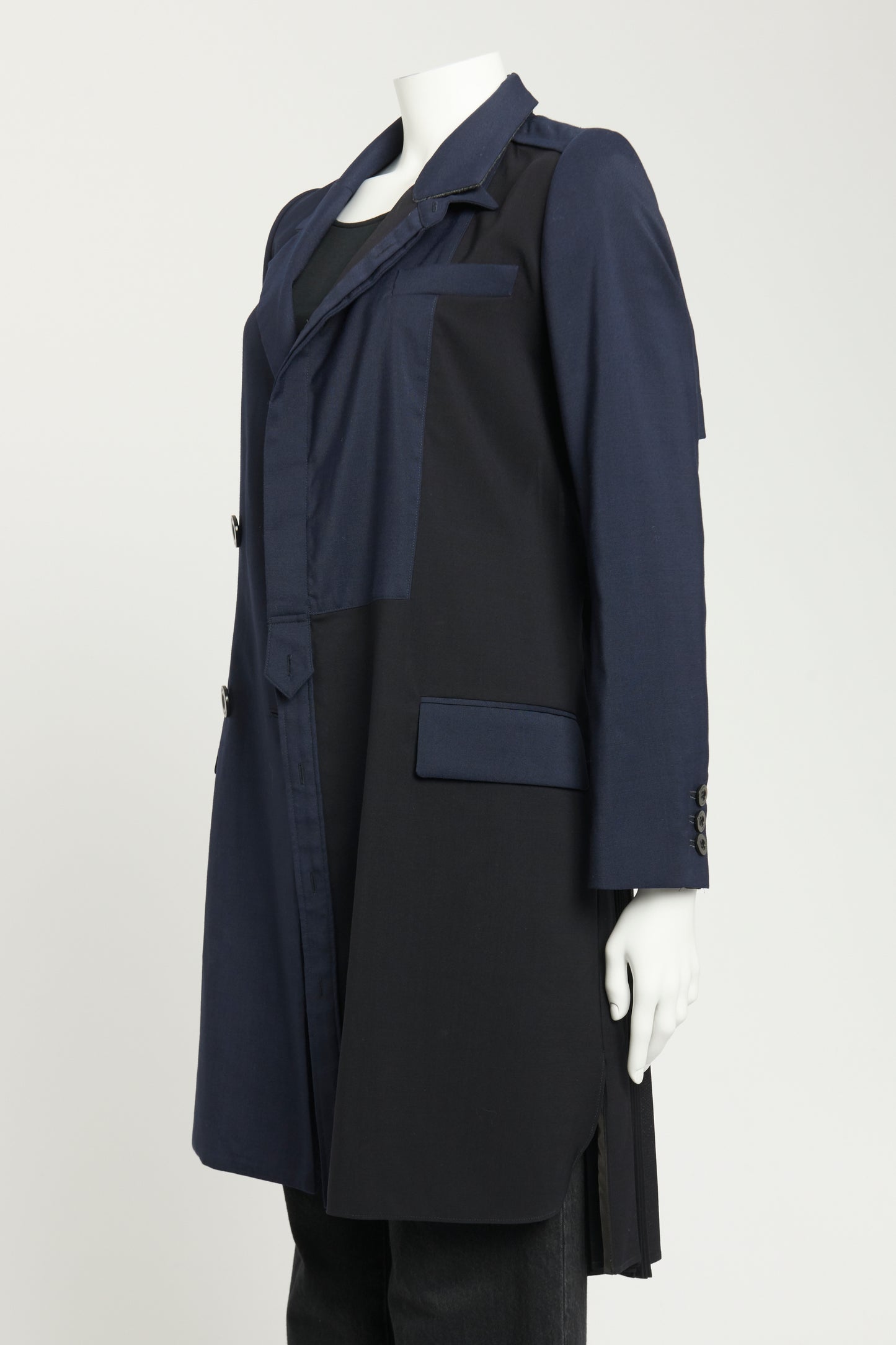 Navy and Black Double Breasted Preowned Coat