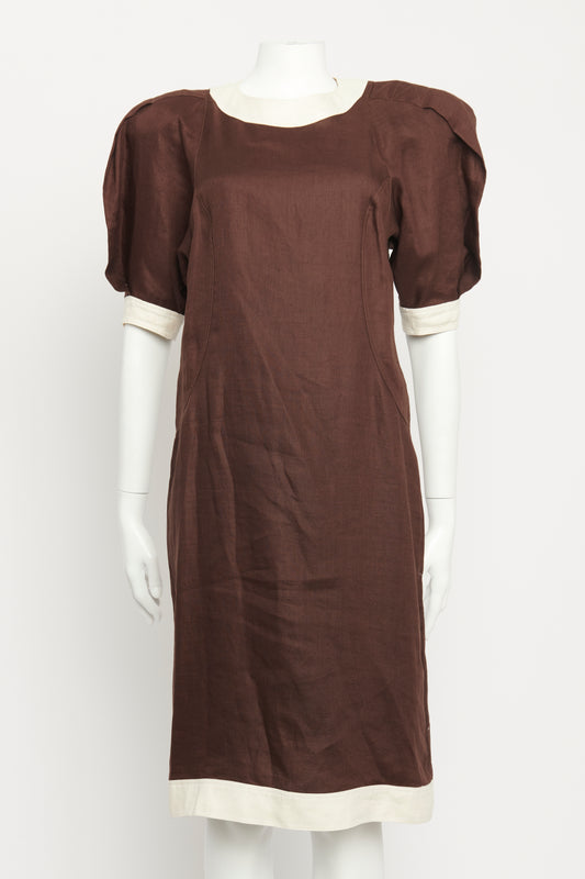 1970's Brown Linen Preowned 365 Midi Dress
