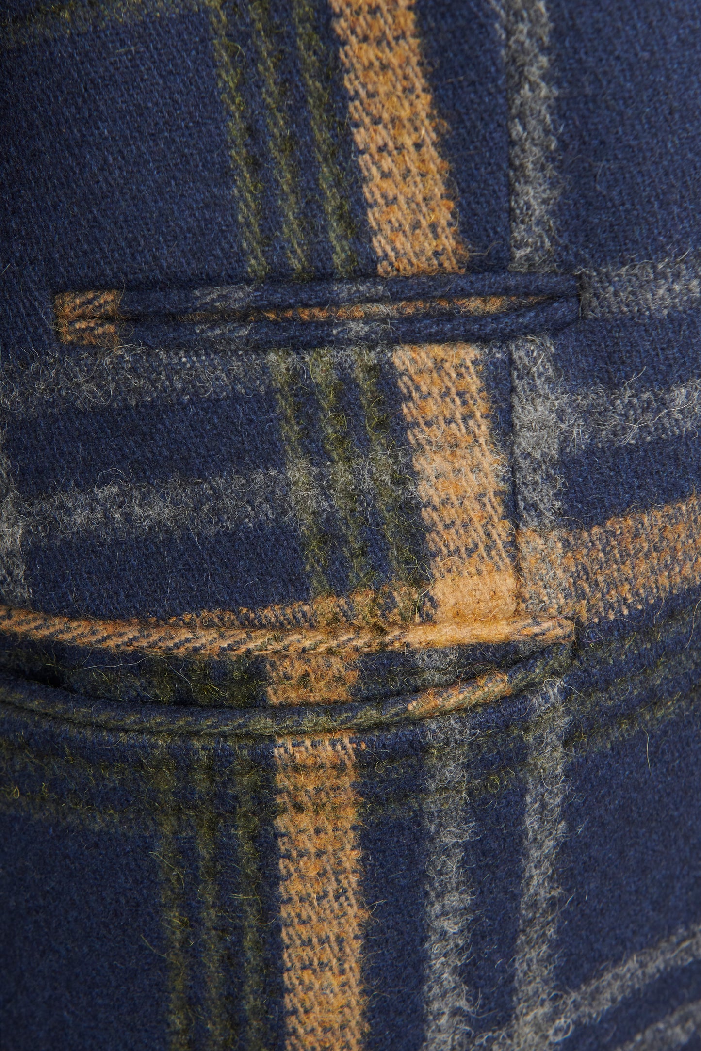 Blue Wool & Alpaca Preowned Single Breasted Plaid Coat