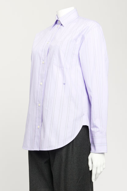 Purple Cotton Preowned Striped Oversized Shirt