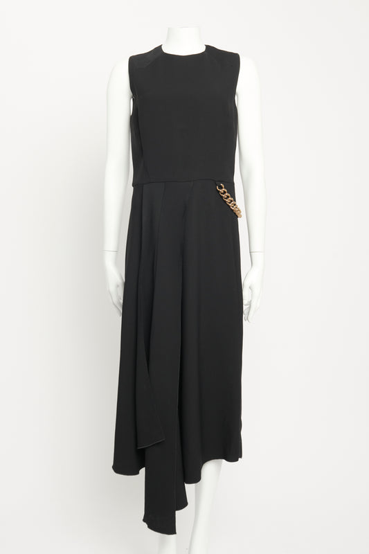 2014 Black Viscose Preowned Midi Dress