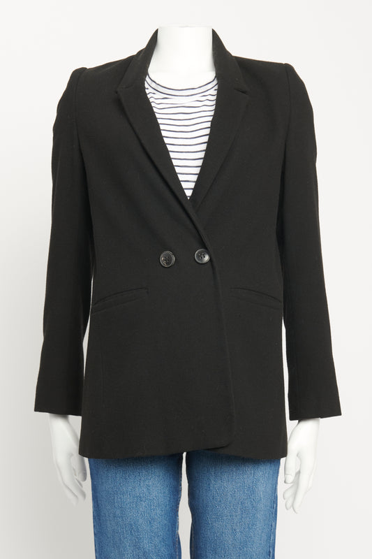 Black Wool Blend Preowned Relaxed Blazer