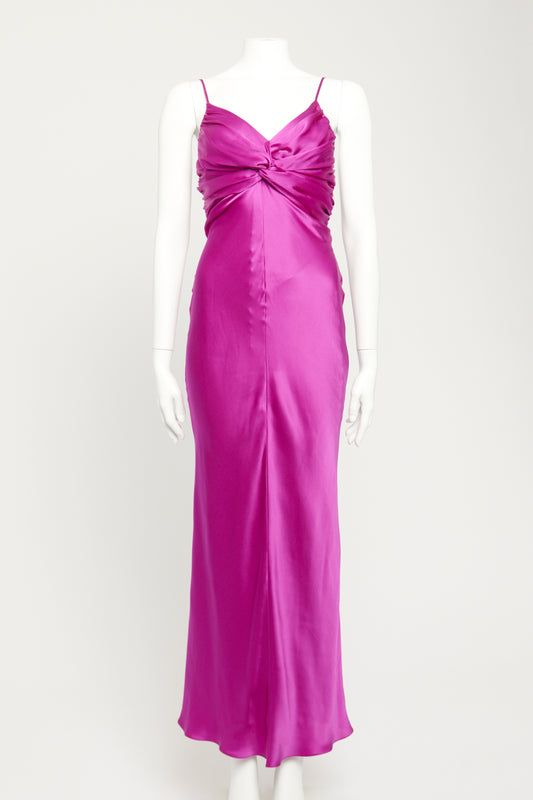 Magenta Silk Preowned Twisted Maxi Dress