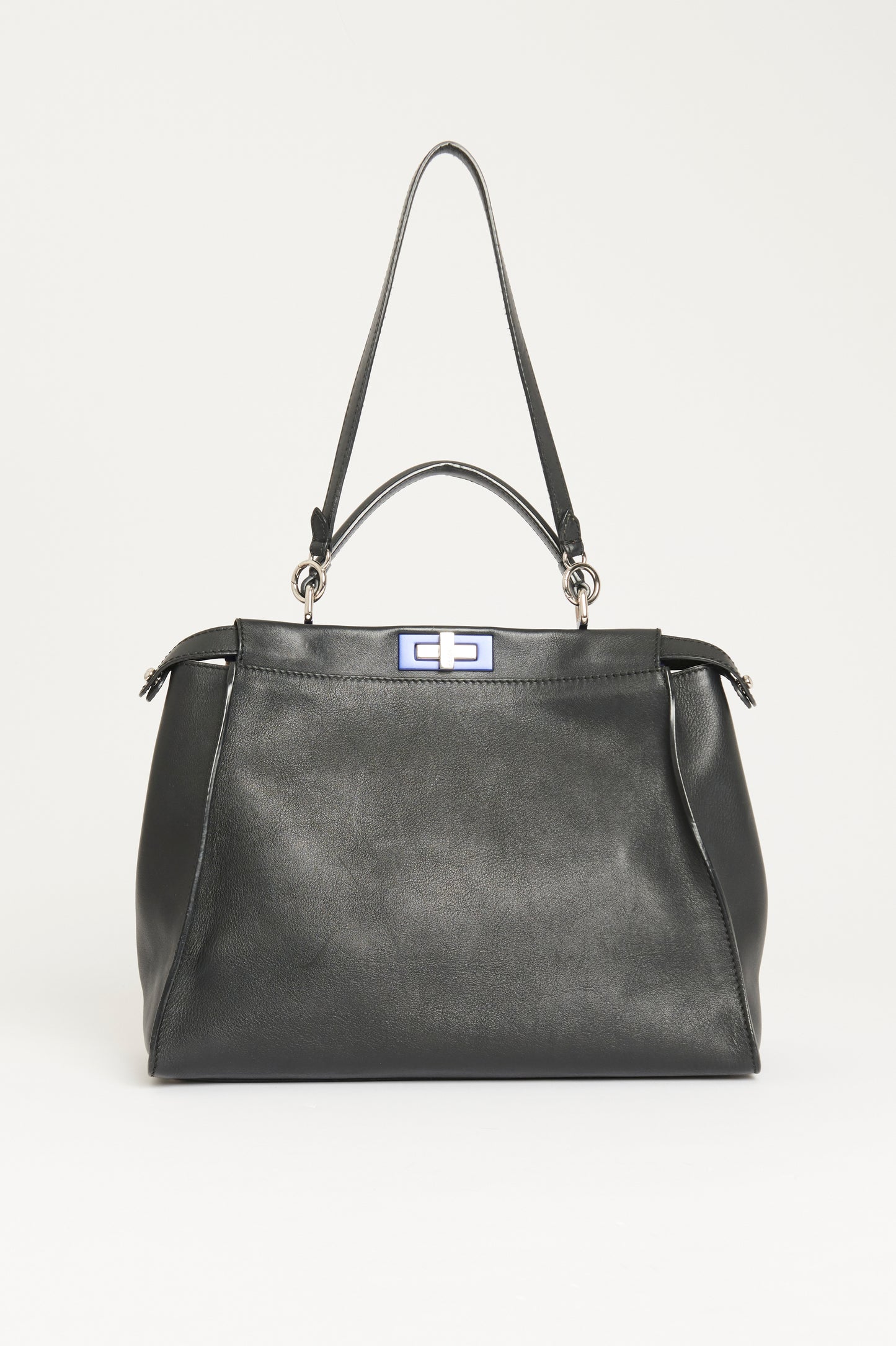 Black Leather Preowned Large Peekaboo Two-Way Bag