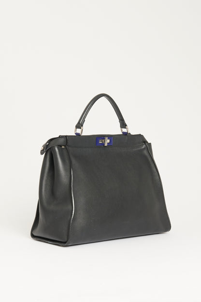 Black Leather Preowned Large Peekaboo Two-Way Bag