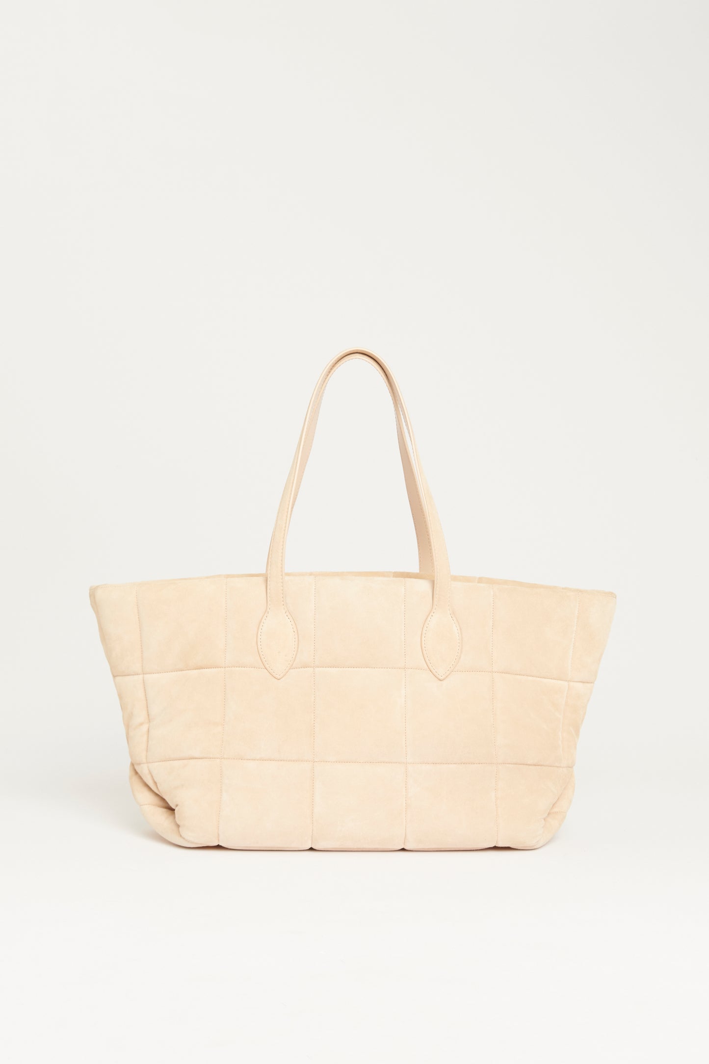 Beige Suede Preowned Florence Quilted Tote Bag