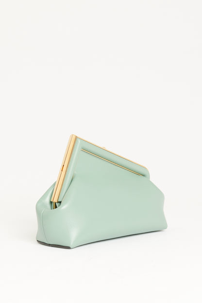 2022 Mint Green Leather Small First Preowned Clutch Bag