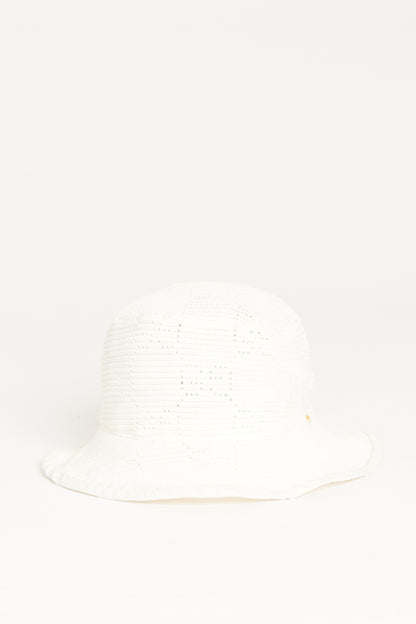 Ivory Cotton Blend Preowned Crochet Bucket Hat