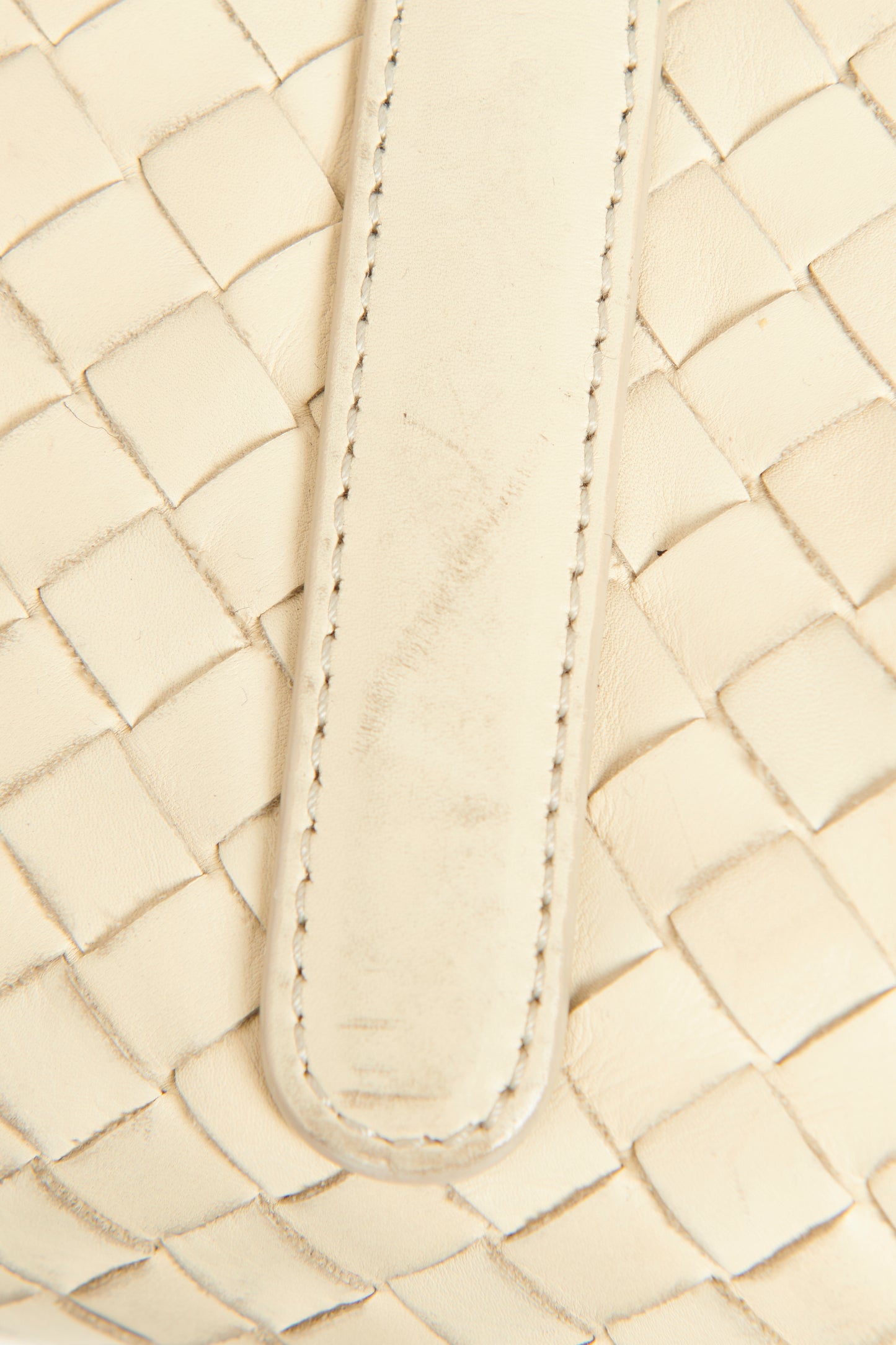 Cream Leather Preowned Intrecciato Embroidered Tote Bag