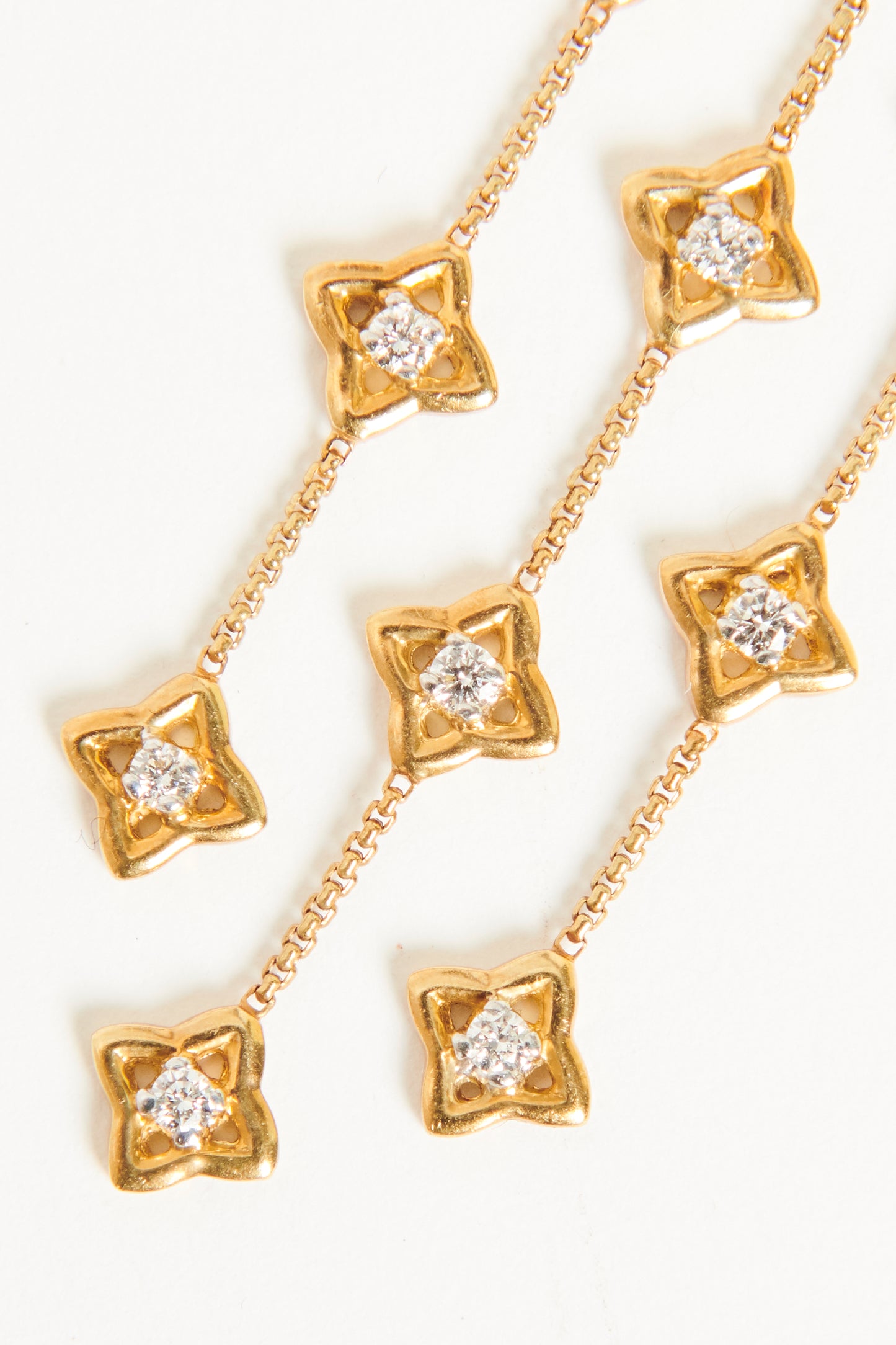 18K Yellow Gold Preowned Quatrefoil Chain earrings