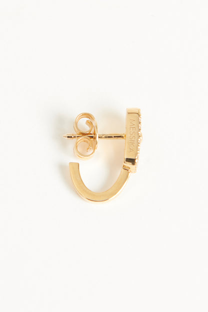 14k Yellow Gold Preowned Move Uno Pave Single Mini Hoop