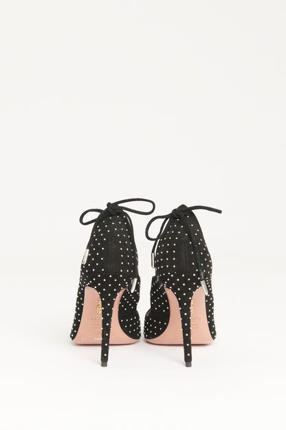 Black Suede Preowned Lace Up Christy Pumps