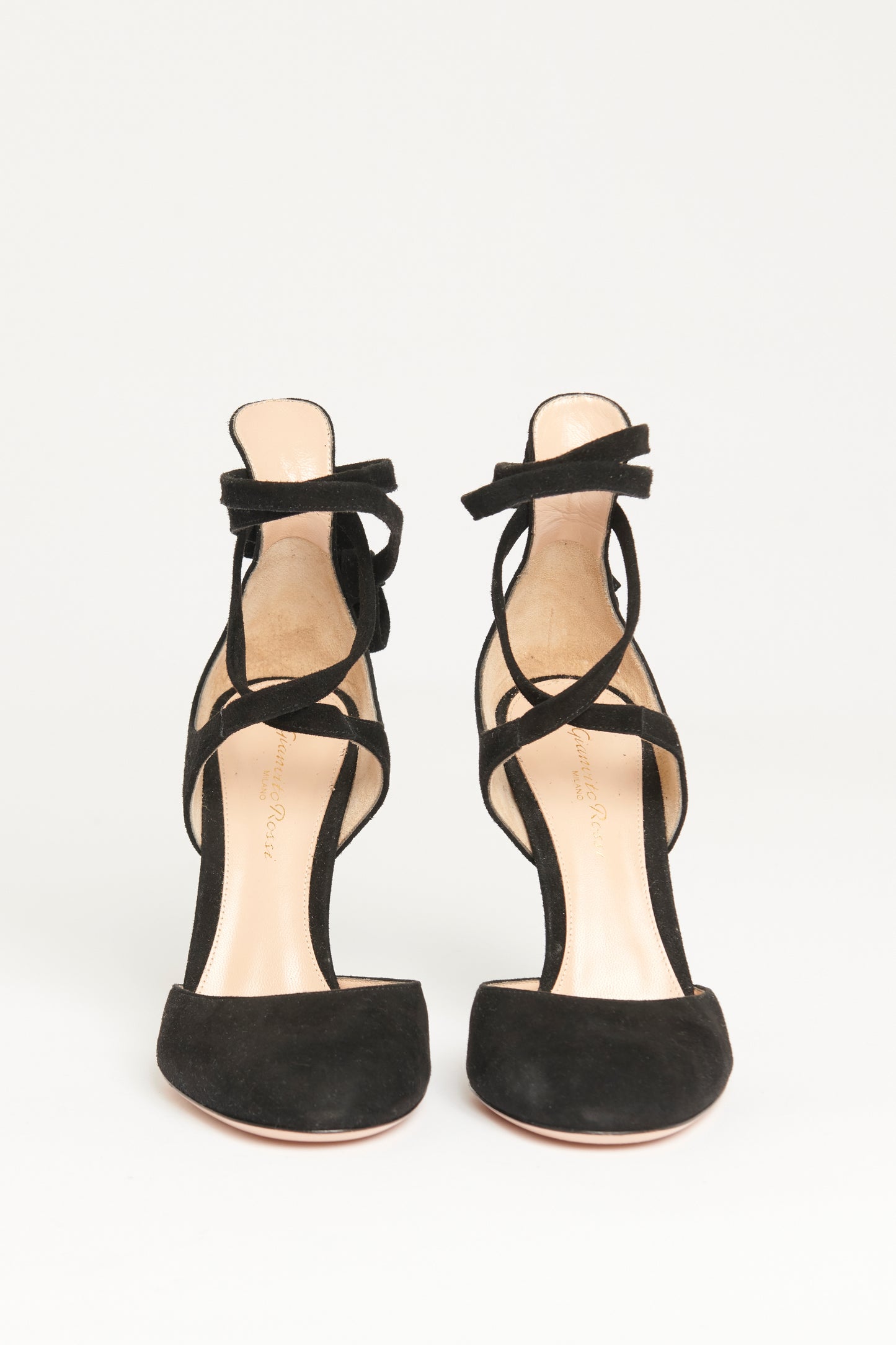 Black Suede Preowned Pina Ankle Wrap D'Orsay Pumps