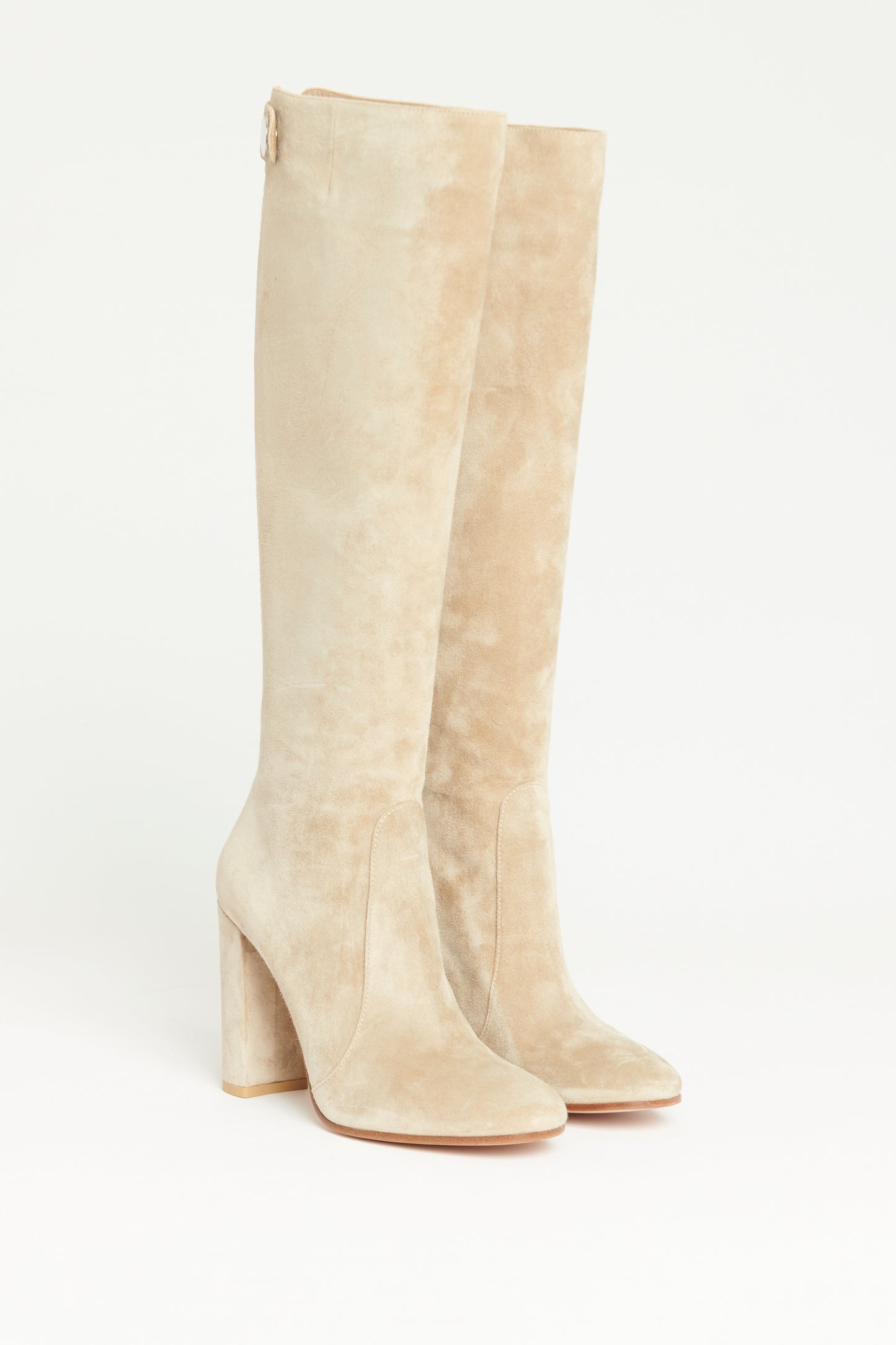 Stone Suede Preowned Knee High Boots