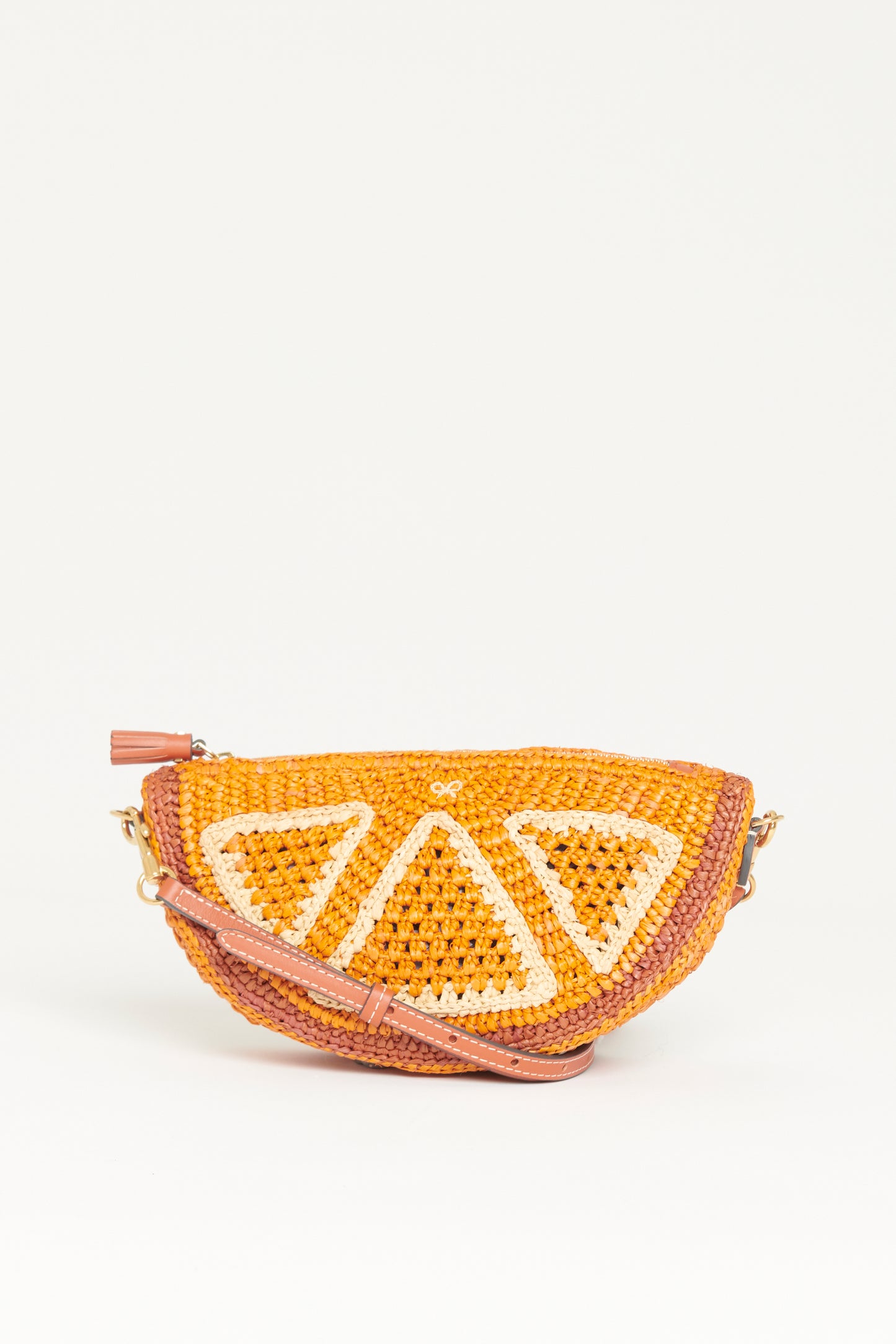 Orange Raffia Preowned Slice Crossbody Bag