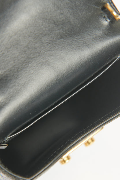 Black Croc Embossed Preowned Crossbody Handbag