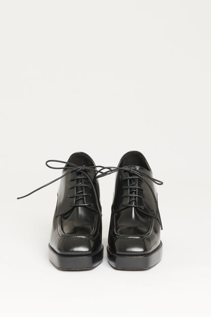 Black Polished Leather Preowned Bulla Evie Lace Up Heels