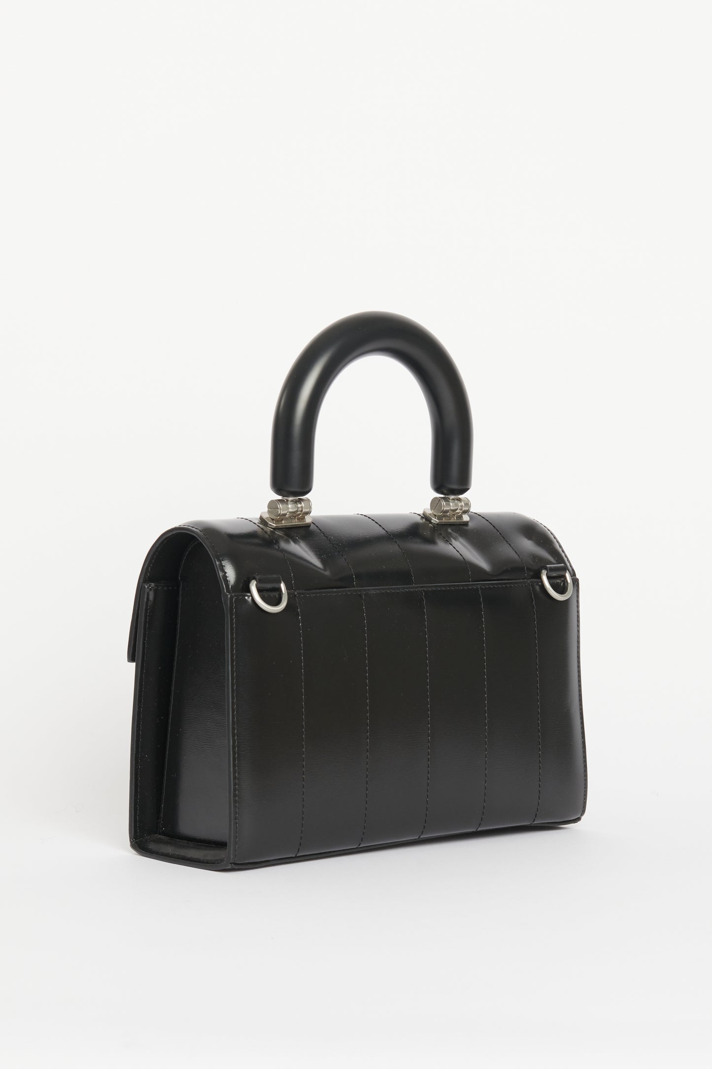 2024 Black Palmellato Leather Preowned Déjà-vu Tophandle Bag