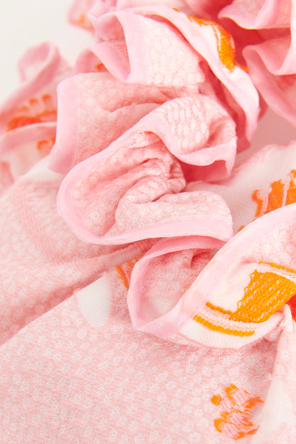 Sorbet Pink & Orange Fil Coupé Jacquard Preowned Fallulah Ruffled Handbag