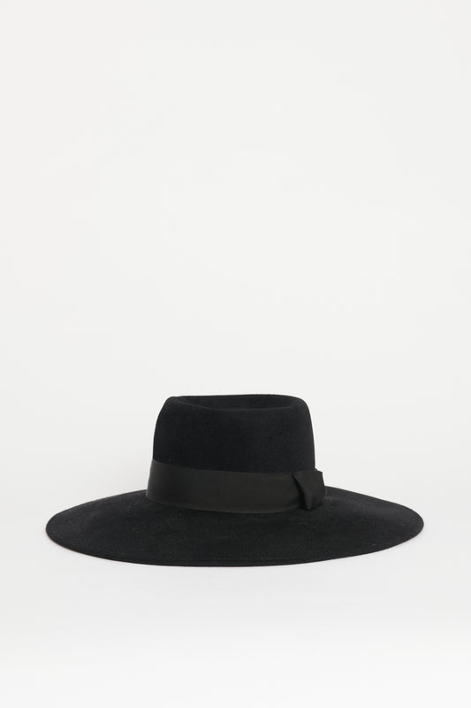 Black Rabbit Felt Preowned Extra Wide Brimmed Hat