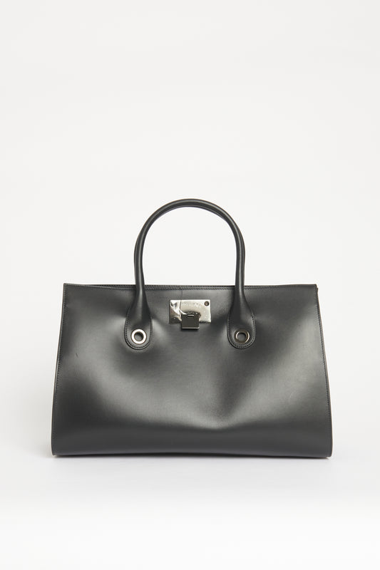 Black Leather Preowned Riley Tote Bag