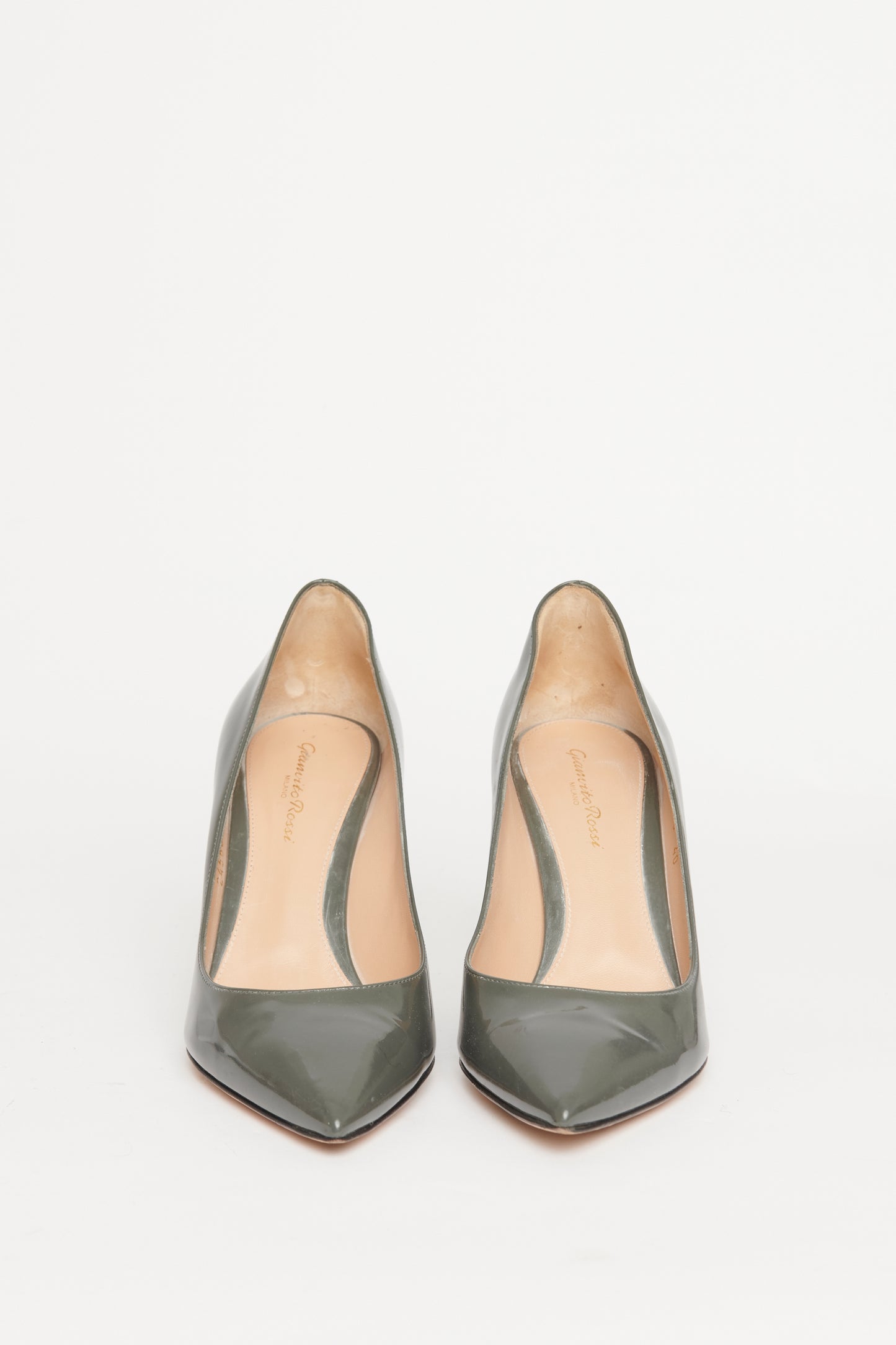 Grey Pointed Preowned Heeled Pumps