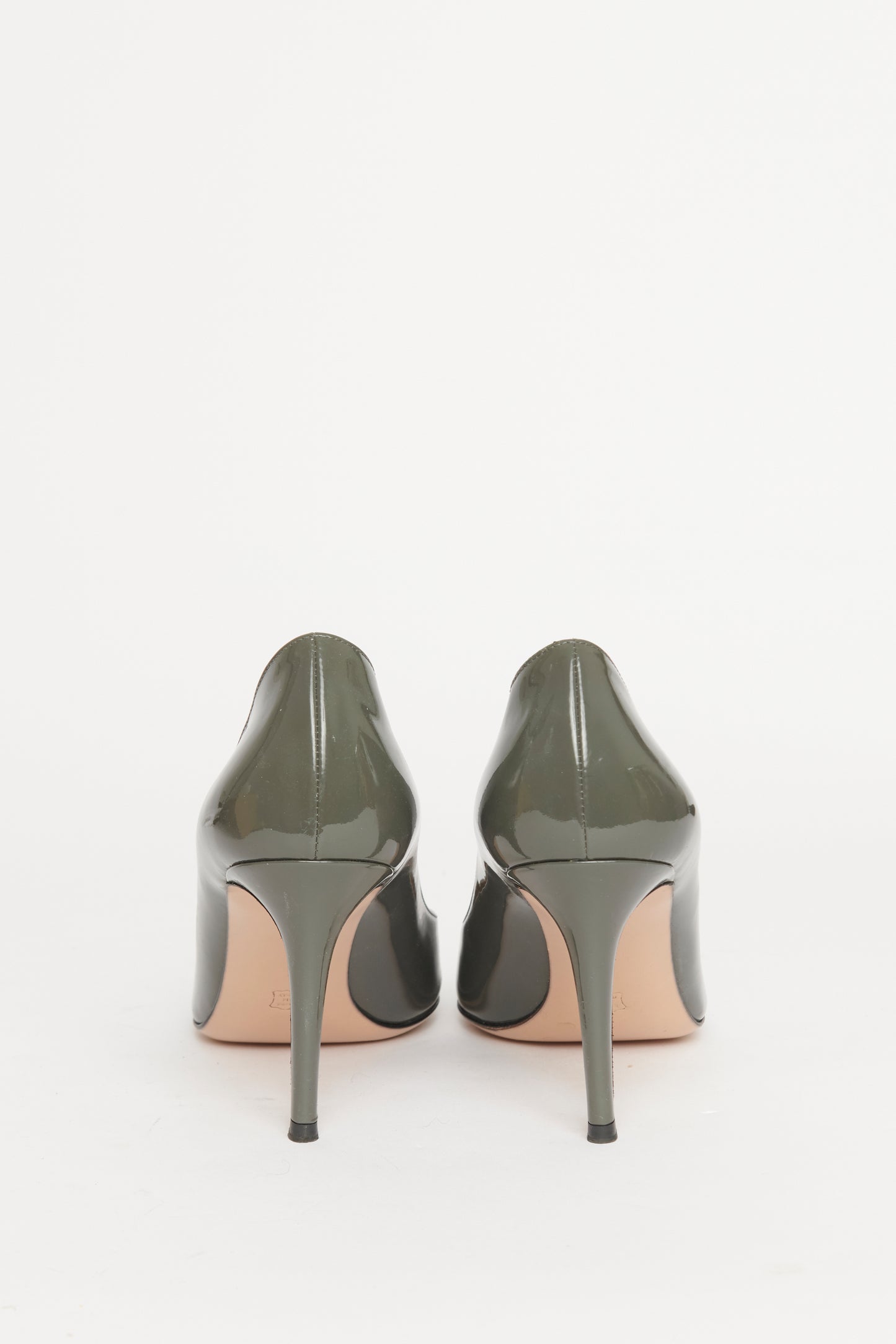 Grey Pointed Preowned Heeled Pumps