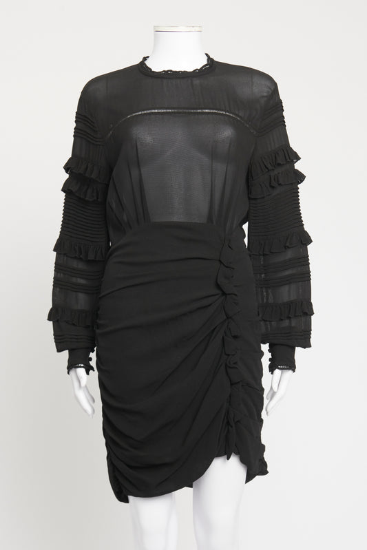 Black Silk Blend Preowned High Neck Mini Dress